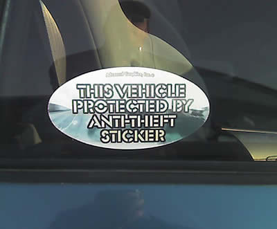 Car Protected By Anti-theft Sticker